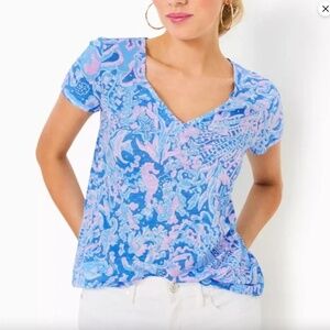 NWT Lillly Pulitzer Tee  Boca Blue Sea What I Sea Sz L Retail $48